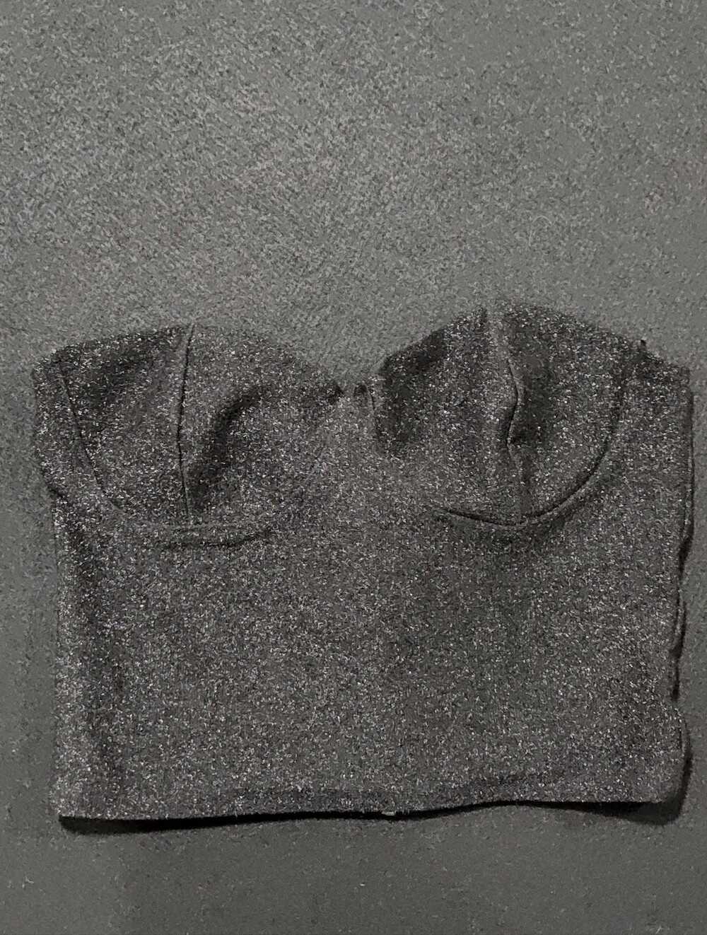H&M Women's Size Small Black Glitter Sparkle Strapless Crop Top, Full Zip Back